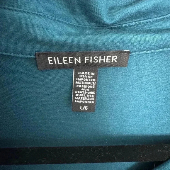 Eileen Fisher Teal Tencel Button/up Size Large - Picture 2 of 5
